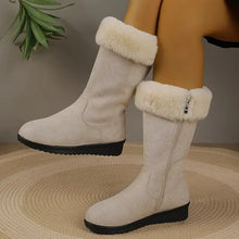 Neah - Warmer Langer Stiefel Mit Reißverschluss – Beige