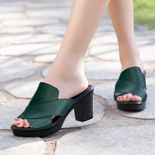 Maribel - Plateau Hohe Damen Sandalen mit Absatz – Grün