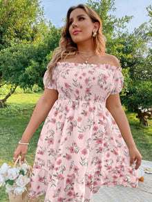 Kleid | mit Blumenmuster, Rüschen und Volants – Rosa