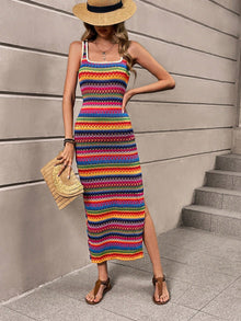 Strick-Maxikleid | Ärmellos & Figurbetont | Boho-Design – Rosa