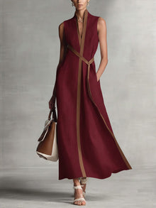 Nadine | Damen Leinenkleid Breeze – Leichtes Leinen Sommerkleid – Burgunderrot