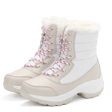 Wasserdichte Damen-Winterstiefel mit Kunstfellfutter – Warm, Rutschfest und Robust für kalte Tage – Beige/Weiß
