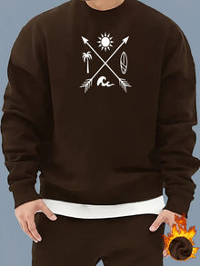 Lässiger Baumwolle Fleece Pullover für Männer | Perfekt für den Alltag – Kaffee