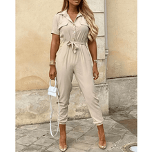 Jumpsuit mit Streifen | Taillengürtel | Dynamischer Freizeitstil – Aprikose