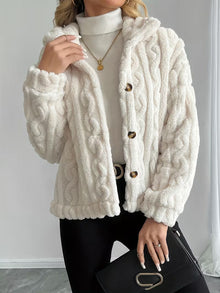Losina – Teddyjacke MIT Zopfmuster Und Flauschigem Futter – Weiß
