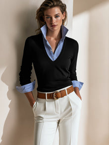 Zelinaa – Warmer Und Weicher Wollpullover – Schwarz