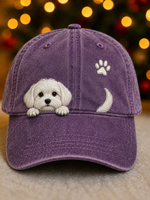 Pawlina – Verstellbare Kappe Mit Niedlicher Hundegrafik – Purple