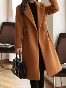 Regine | Winter-Wollmantel mit Gürtel im Slim-Design – Braun