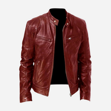 Dominic - Eine lässige Herren-Lederjacke mit schmaler Passform – Burgunderrot