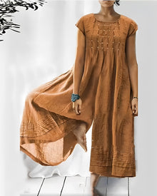 Claudia - Stilvoller kurzärmeliger Jumpsuit für Damen – Gelb