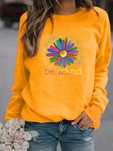 Damen Sweatshirt mit buntem motivierendem Blumen-Design und weicher Innenseite – Gelb
