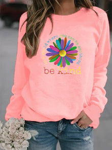 Damen Sweatshirt mit buntem motivierendem Blumen-Design und weicher Innenseite – Rosa