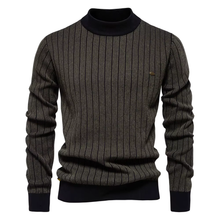 Logan – Streifenpullover für elegante Wintertage – Schokolade