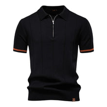 Johncena – Lässiges Polohemd Mit Reißverschluss Im Sportstil – Schwarz