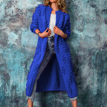 Kiana | Langer Pullovermantel mit Wellenmuster – Blau