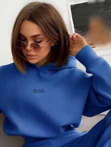 Lässiges Hoodie-Set Mit "Olso"-Print Und Jogginghose Mit Elastischem Bund Für Damen | Ideal für Outdoor-Aktivitäten – Blau