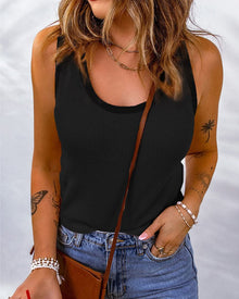Vielseitiges Damen Tanktop – Weiches Stretch Top für Alltag & Freizeit – Schwarz