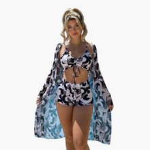 Lotta | 3-teiliges bedrucktes Bikini-Set – Schwarz