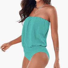 Eleganter Bandeau-Badeanzug - Damen Bademode für den Sommer – Grün