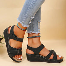 Kathrin | Damen Orthopädische Riemen Plattform Sandalen – Schwarz