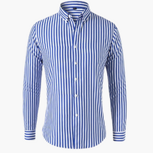 Gestreiftes Langarmhemd – Herren Freizeithemd mit Streifen – Blau