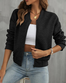 Elegante Damen Übergangsjacke – leichte Bomberjacke mit Reißverschluss – Schwarz