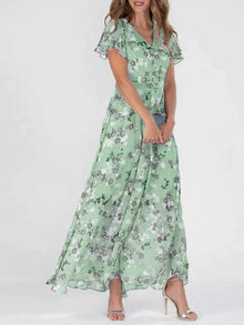 Quilla - Blumendruck und modisches Kleid – Grün