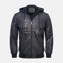Michel - Lederjacke mit Kapuze – Schwarz