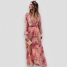 Elanisse - Stilvolles Maxikleid mit V-Ausschnitt – Rosa