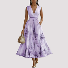Leah - Florales Langärmeliges Midikleid – Lila