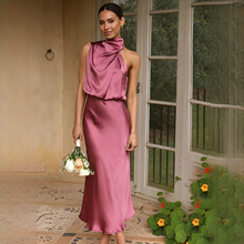 Juliana - Stilvolles Neckholder-Kleid ohne Schulter – Rosa