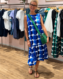 Karleshia - Bequemes Midikleid mit Rundhalsausschnitt – Blau