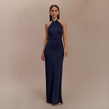 Jianna - Stilvolles Neckholder-Maxikleid – Marineblau