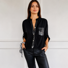 Chalise - Elegante Bluse mit Knöpfen – Schwarz