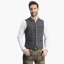 Elegante Herren Trachtenweste mit Stehkragen - Karl – Schwarz/Grau