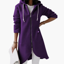 Langer Hoodie mit Reißverschluss für Damen – Lila