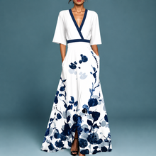 Laure - Elegantes Kleid mit V-Ausschnitt – Weiß