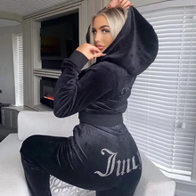 Eleganter Vintage-Samt-Trainings- & Jogginganzug für Damen | Perfekt für lässige Tage – Schwarz