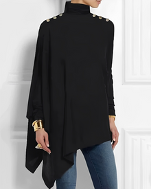 Rhoslyn - Elegantes Rollkragenhemd – Schwarz