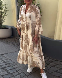 Ophelia - Langes Fließendes Kleid – Khaki