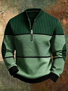 Erkebulan - Langarm Pullover Mit Halbem Reißverschluss – Grün