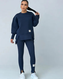 Zweiteiler mit Oversize-Sweatshirt | Schmale Hose | Urbaner Streetstyle – Blau