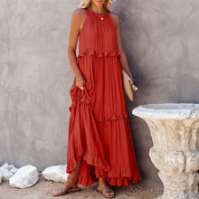 Vessa - Stilvolles Stufen-Maxikleid – Rot