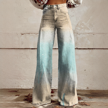Shelley - Bequeme Weitbeinige Bedruckte Jeans – Khaki