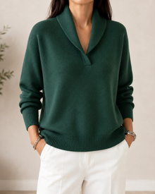 Samilla – Langarmpullover Mit V-ausschnitt – Grün