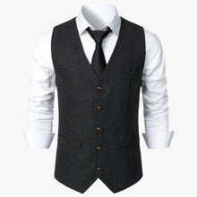 Herren Herringbone Trachtenweste - Robert – Schwarz