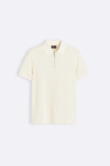 Modernes Strick-Poloshirt mit Reißverschluss – Beige