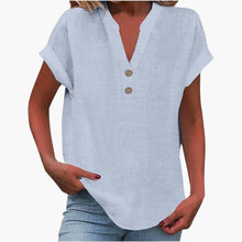 Damen Bluse mit V-Ausschnitt und kurzen Ärmeln für Frühling – Weiß