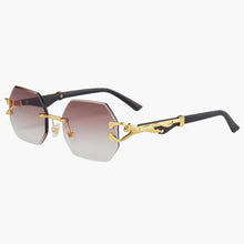 Damen Sonnenbrille mit UV400 Schutz und geometrischen Gläsern – Gelbbraun
