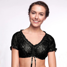 Dirndlbluse Damen Spitze Traditionell Kurzarm - Elsbeth – Schwarz